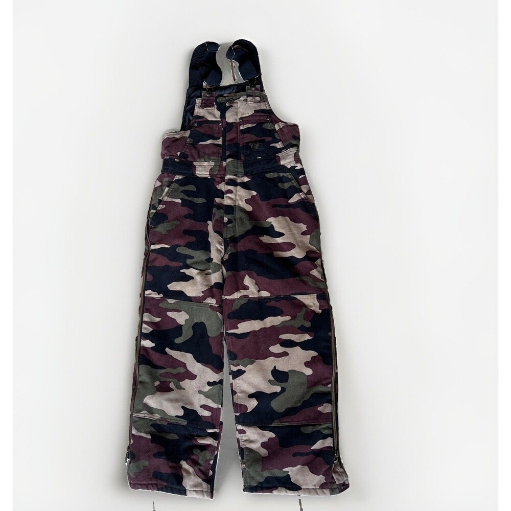 Vintage Walls Blizzard Pruf Camo overall Bib  Youth 12-14 Hunting Winter Y2K